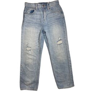 Old Navy Girls Slouchy Straight High Rise Distressed Light Wash Jeans Sz 12
